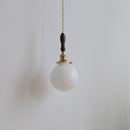 Modern walnut & copper led pendant lamp dining room glass sphere