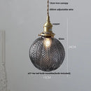 Modern walnut & copper led pendant lamp dining room glass sphere