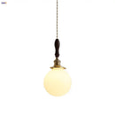 Modern walnut & copper led pendant lamp dining room glass sphere