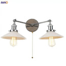 DecorBites™ Glass 2-Light Wall Sconce with Pull Chain Switch for Bedroom and Bathroom