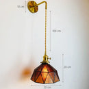 Vintage brass and green glass adjustable led wall light bedroom