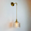 Vintage brass and green glass adjustable led wall light bedroom