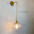 Vintage brass and green glass adjustable led wall light bedroom