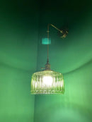 Vintage brass and green glass adjustable led wall light bedroom