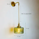 Vintage brass and green glass adjustable led wall light bedroom