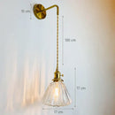 Vintage brass and green glass adjustable led wall light bedroom