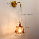Vintage brass and green glass adjustable led wall light bedroom