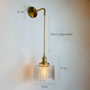 Vintage brass and green glass adjustable led wall light bedroom
