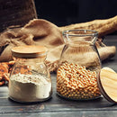 DecorBites™ Glass Airtight Canister with Wood Lid - Food Storage Solution for Kitchen