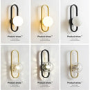Modern minimalist black & gold glass aisle wall lamp bedroom sconce