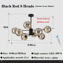Modern black glass ball branch chandelier living room lighting