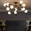 Modern black glass ball ceiling chandelier for living room