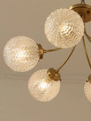 Modern brass five glass ball ceiling light for living room