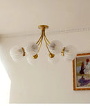 Modern brass five glass ball ceiling light for living room