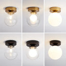 Modern brass & black glass ball ceiling light for living room