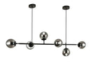 Modern black five light glass ball chandelier for kitchens