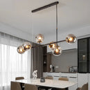 Modern black five light glass ball chandelier for kitchens