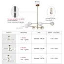 Decorbites glass brass chandelier living room geometric pendant light