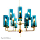 Decorbites glass chandelier blue and gold luxury dining room light