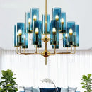 Decorbites glass chandelier blue and gold luxury dining room light