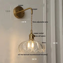 DecorBites™ Glass & Copper Green Flower LED Wall Sconce with Pull Chain