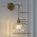 DecorBites™ Glass & Copper Green Flower LED Wall Sconce with Pull Chain