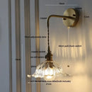 DecorBites™ Glass & Copper Green Flower LED Wall Sconce with Pull Chain
