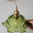 DecorBites™ Glass & Copper Green Flower LED Wall Sconce with Pull Chain