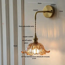 DecorBites™ Glass & Copper Green Flower LED Wall Sconce with Pull Chain