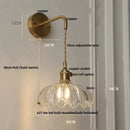 DecorBites™ Glass & Copper Green Flower LED Wall Sconce with Pull Chain