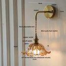 DecorBites™ Glass & Copper Green Flower LED Wall Sconce with Pull Chain