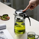 DecorBites™ Glass Tea Pot with Infuser & Chinese Tea Set Deep Utensil