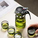 DecorBites™ Glass Tea Pot with Infuser & Chinese Tea Set Deep Utensil