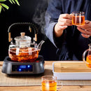 DecorBites™ Glass Tea Pot With Weave Handle Heat-resistant Glass Teapot Transparent Steaming Tea Kettle