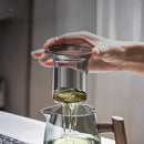DecorBites™ Glass Tea Set with Solid Wood Handle and Tea Water Separation Technology