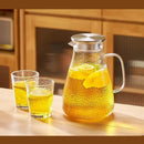 DecorBites™ Glass Tea Set with Stainless Steel Lid Jug and Cups
