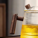 Modern glass teapot with wooden handle kitchen steeping pot