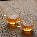 Etched leaf glass teapot with gold handle kitchen tea set