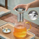 Modern glass teapot with gold knob and cups dining room tea set