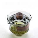 Traditional engraved glass teapot set kitchen bamboo tray storage