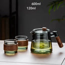 DecorBites™ Glass Teapot Set with Teacup, Kung Fu Style, Pyrex Tea Maker, Flower Pattern
