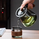 DecorBites™ Glass Teapot Set with Teacup, Kung Fu Style, Pyrex Tea Maker, Flower Pattern