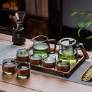 DecorBites™ Glass Teapot Set with Teacup, Kung Fu Style, Pyrex Tea Maker, Flower Pattern