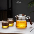 DecorBites™ Glass Teapot Set with Teacup, Kung Fu Style, Pyrex Tea Maker, Flower Pattern