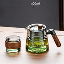 DecorBites™ Glass Teapot Set with Teacup, Kung Fu Style, Pyrex Tea Maker, Flower Pattern