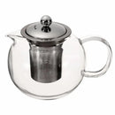 Clear glass teapot with stainless steel infuser kitchen tea pot