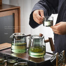 Modern glass teapot with wood handle dining room tea set with cups