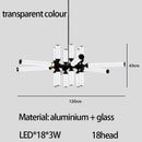 Modern black glass tube chandelier dining room led pendant light
