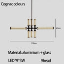 Modern black glass tube chandelier dining room led pendant light