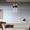 Modern black glass tube chandelier dining room led pendant light